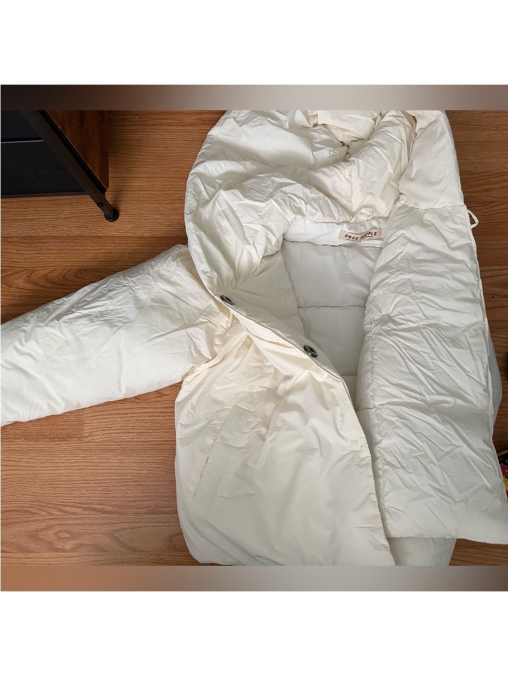 Free People Cream Puffer Jacket with Hood